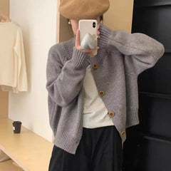 Autumn Winter Fashion Solid Sweater Coats Women New Turtleneck Button Vintage Ingle-breasted Long Sleeve Knitted Cardigans Tops voguable