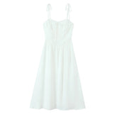 French Retro Floral Print Bow Sexy Spaghetti Straps Dress Women Elegant A-line Midi Casual Summer Dresses Holiday Robe voguable