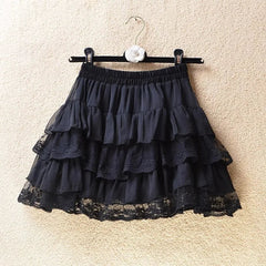 Elastic Gothic Lace Tutu Skirt Women Black Mesh Detail Petticoat Sexy Mini Tulle Skirts Party Club Wear Dancer voguable