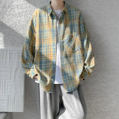 Spring Long Sleeved Shirt Men Fashion Retro Plaid Shirt Men Streetwear Loose Casual Shirt Mens Vintage Shirts Plus Size 5XL voguable