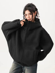 Zoki Y2K Black Hoodies Women Streetwear Oversize Loose Long Sleeve Retro Sweatshirt American Harajuku Vintage Bf Tops Coats New voguable