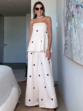 Women's Polka Dot Sleeveless Off Shoulder Outfits Elegant Backless Loose Strapless Suits New Chic High Street Leisure Sets