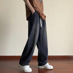 Black Baggy Jeans Men Drawstring Vintage Jeans Men Streetwear Hip-hop Loose Straight Jeans Mens Denim Pants Large Size 4XL voguable