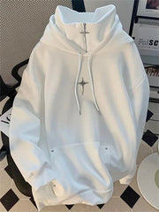 Voguable Autumn Winter High Neck Hoodie Men Casual Trendy Sporty Japanese Retro Cool Teenage Fashionable Jacket Loose Fit Hooded voguable
