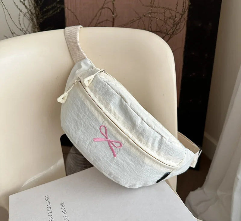 All Match Kawaii Bow Embroidery Chest Bags Korean Women Casual Y2k Aesthetic Shoulder Bag Vintage Simple Chic Handbags Crossbody voguable