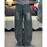 Voguable Four Season Men women Jeans Korean Version Student Casual Pants High Street Straight Loose Wide Leg Jeans Retro Baggy Jean voguable