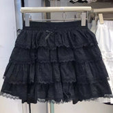 Y2K Women Lace Skirt Summer New Sweet Preppy Patchwork Tutu Skirt High Waist Fashion White Lolita Female Mini Cake Skirt voguable
