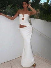 Strapless Hollow Out Sexy Maxi Dress Women Gown Summer New Off-shoulder Backless Sleeveless Beach Club Long Dress voguable