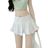 y2k Skirt Women Coquette Clothes White Lace Trim Low Rise Flowy A Line Short Skirts 2000s Fairycore Skirt Streetwear voguable