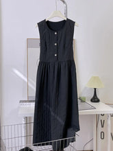 Voguable Sweet Solid All Match O Neck Sleeveless Single Breasted High Waist Fashion Dresses voguable