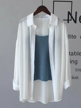 Voguable Chiffon Women Thin Shirts Summer Perspective Button Up Solid Korean Sun Shirt Long Sleeve Fashion Korean Ladies Tops New voguable