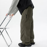 Lightweight Casual Pants Mens Straight Loose Fit Spring Summer Elastic Waistband Plus Size Patchwork Design Side Pocket Big Size voguable