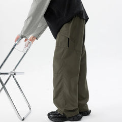 Lightweight Casual Pants Mens Straight Loose Fit Spring Summer Elastic Waistband Plus Size Patchwork Design Side Pocket Big Size voguable