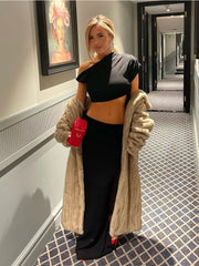 TARUXY Bandage Maxi Skirt 2 Piece Sets Womens Outfits Sexy Slim Tank Tops Lady Party Bodycon Long Elegant Dress Sets Womens 2024 voguable