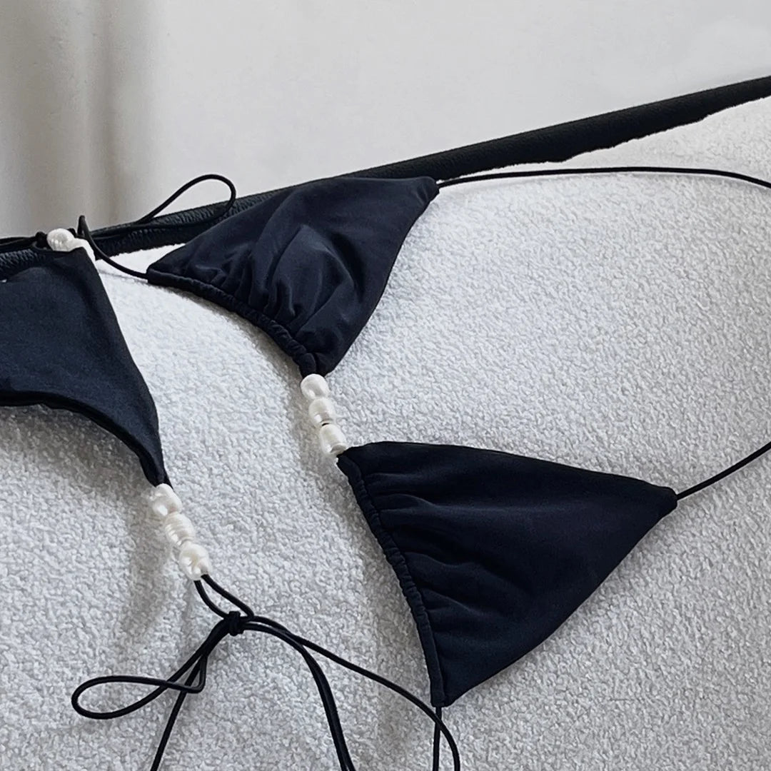 Sexy Bikini Women Swimsuit Female Swimwear Bandeau Biquini Thong Bathing Suit Shiny Swimming Suits Halter Bodysuit Beachwear voguable