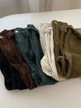 Voguable High Waist Women Vintage Corduroy Pants Spring Fashion Straight Causal Trousers Solid Korean All Match Pants voguable