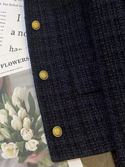 Korean Plaid Tweed Jacket Women Y2K Elegant Office Lady O Neck Casual Crop Coats Autumn Single Breasted All Match Female Outwear voguable