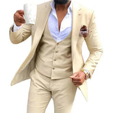 Voguable Homme Beige Suits For Men Slim Notched Lapel Groomsmen Tuxedo For Wedding Formal Prom Casual Male Suit Trajes De Hombre voguable