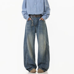 2025 Spring Men Denim Pants Straight Droop Vintage Loose Bottom Straight Wide Leg Casual Male Trousers Korean Style baggy jeans voguable