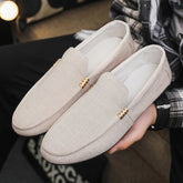 Voguable Mens Canvas Slip On Loafers Fashion Dress Driving Shoes Formal Wedding Party Casual Flats Plus Size Comfortable Office Wear voguable