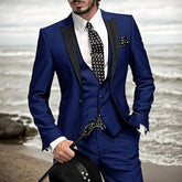 Voguable Elegant Formal 3-Piece Slim Fit Men's Luxury Suit Set with Blazer Vest And Pant Tuxedo for Business Costume Wedding voguable