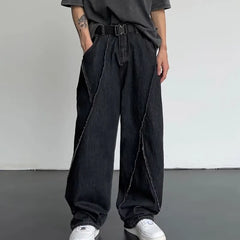 New Summer Jeans Men Patchwork Denim Trousers Male Oversize Loose Casual Wide-leg Pants Streetwear Harajuku Clothing voguable