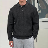 New British Retro Men Polo Neck Sweater Light Luxury Knit Loose Long Sleeve Pullover Casual Solid Color Premium Knitwear M-3XL voguable