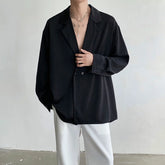 Voguable Korean Oversized Shirt Men Fashion Society Men Dress Shirt Casual Loose Long Sleeved Shirt Men Black White Formal Shirts M-XL voguable
