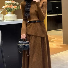 Women's Crochet Dresses New In High Quality Luxury Autumn and Winter Female Knit Dress Loose On Sales Long Sleeve Korean Fashion voguable