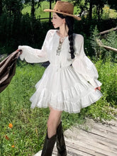 Woman Vintage Korean Short Dress Ruffles Asymmetrical Slim Waist White Long Sleeves Vestidos 2025 New Holiday Casual Dresses voguable