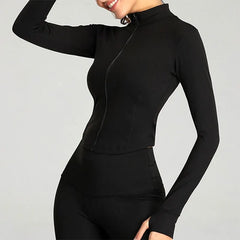 Women's Tracksuit Jacket Slim Fit Long Sleeved Fitness Coat Yoga Crop Tops With Thumb Holes Gym Jacket Workout Sweatshirts voguable