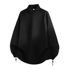 Voguable Spring Autumn Half Zipper Loose Solid Color Collar Sweatshirt Men's Long Sleeve Casual Outerwear voguable