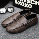 Voguable Handmade Comfortable Men Loafers Fashion Spring Autumn Casual Leather Shoes Slip-On Business Driving Flat Soft Walking Shoes voguable