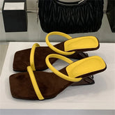 Voguable Summer Fashion Square Toe Woman Slippers Pumps Design Narrow Band Strange Low Heels Female Shoes voguable