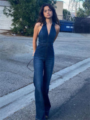 Y2k Denim Jumpsuit Women New V-Neck Sleeveless Slim Bodycon Jumpsuits Overalls Streetwear One Piece Outfits Jeans voguable