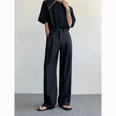 Black Oversized Suit Pants Men Fashion Social Mens Dress Pants Korean Loose Straight Wide Leg Pants Mens Office Formal Trousers voguable