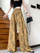 Bufferfly Print Satin Wide Leg Pant Women Loose Elegant Fashion High Waist Korean Trousers Casual Sweet High Quality Pants voguable