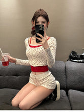 Voguable 2024 New Korean Fashion Party 3 Piece Set Woman Knitted Cardigan + Casual Short Vest + Slim Shorts Outwear Sweet Suit Female voguable
