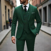 Voguable Dark Grey High Quality Men Suits Slim Fit Single Breasted Peak Lapel Elegant Groom 3 Piece Jacket Pants Vest Male Sets voguable