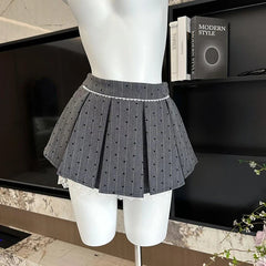 Sweet Bow Lace Stitching Women Skirts Spring Korean A Line Pleated Skirts Y2K High Waist Streetwear All Match Ladies Mini Skirt voguable