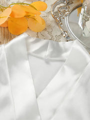 White Slip Dress +belted Cardigan Jacket Two Piece Set Sexy Feather Satin Pajamas Spring Summer Sleepwear Women Clothing 2025 voguable