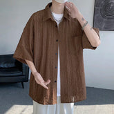 Summer Short Sleeved Shirt Men Casual White Shirt Men Streetwear Hip-hop Loose Hollow Shirt Mens Hawaiian Shirt Plus Size 5XL voguable