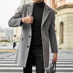 Autumn Winter Man Wool Jackets Lapel Coat Casual Clothing Trench Single-Breasted Thickness Men's England Style voguable
