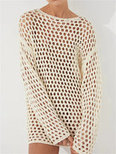 Voguable Sexy Hollow Out Knit Cover Up Dress For Women See-Through Loose Beach Holiday Mini Dress Summer Splice Knitwear Cover up lollapalooza outfit spring outfits voguable
