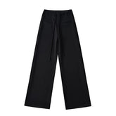 Voguable Y2K Wide Leg Pants Women Drawstring High Waist Straight Leg Gray Long Trousers Autumn Casual voguable