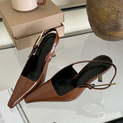 Voguable Street Style Sexy Pointed Toe Metal Buckle Strap Women Pumps Stripper Sandals Slingback High Heels Female Shoes voguable