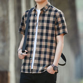 2024 Summer Elegant Fashion Harajuku Slim Fit Ropa Hombre Loose Casual All Match Outerwear Lattice Button Short Sleeve Blusa voguable