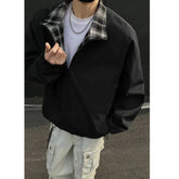 Spring Plaid Jacket Men Fashion Casual Motorcycle Jackets Men Streetwear Hip-hop Loose Bomber Jacket Mens Sports Jackets M-4XL voguable