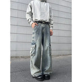 Cargo jeans men new Side pocket design Men's Denim full trousers Male Casual Youth street dance Loose Wide Leg jeans unisex