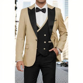 Voguable Luxury 3-Piece Men's Tuxedo Suit Blazer Vest And Pants Set for Wedding Business Prom Elegant Ceremony Formal Men's Outfit voguable